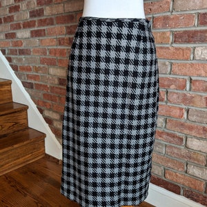 Vintage 1980's Bill Blass Black and Gray Checkered Skirt image 4