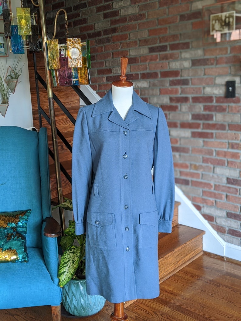 Vintage 1960's 70's Light Blue Trench Coat by Jack Feit image 1