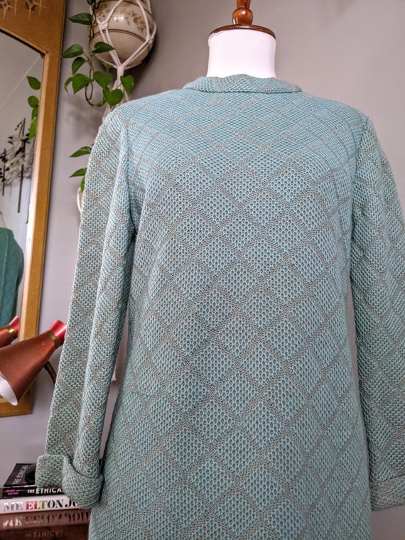 Vintage 1960's Blue/Green and Gray/Tan Knit Mod S… - image 7