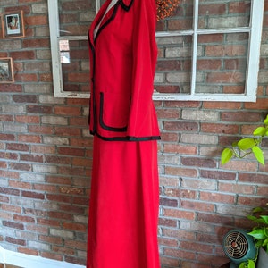 Vintage 1970's Young Dimensions by Saks Fifth Avenue Red Maxi Skirt Suit Set w/black details image 5