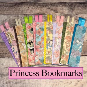 Disney Princess Bookmark, Reversible, 2 sided, Cotton, Rapunzel, Belle, Mulan, Ariel, Jasmine, Snow White, Aurora, Book Club, HANDMADE USA