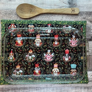 Dog Nutcracker Casserole Hot Pad, Quilted Trivet, Nutcracker, Holidays, Large Hot Pad, Housewarming Gift, Christmas, Farmhouse, Puppies