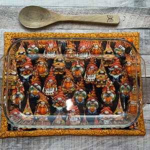 Gnome Hot Pad, Quilted Trivet, Large Hot Pad, Fall Harvest, Pumpkin, Fall Leaves,  Housewarming, Halloween, Thanksgiving, Farmhouse