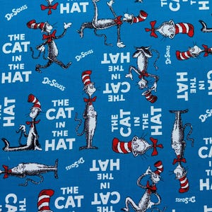 Fabric, The Cat in the Hat, 100% Cotton,  Robert Kaufman, 44&quot; FAST SHIPPING,