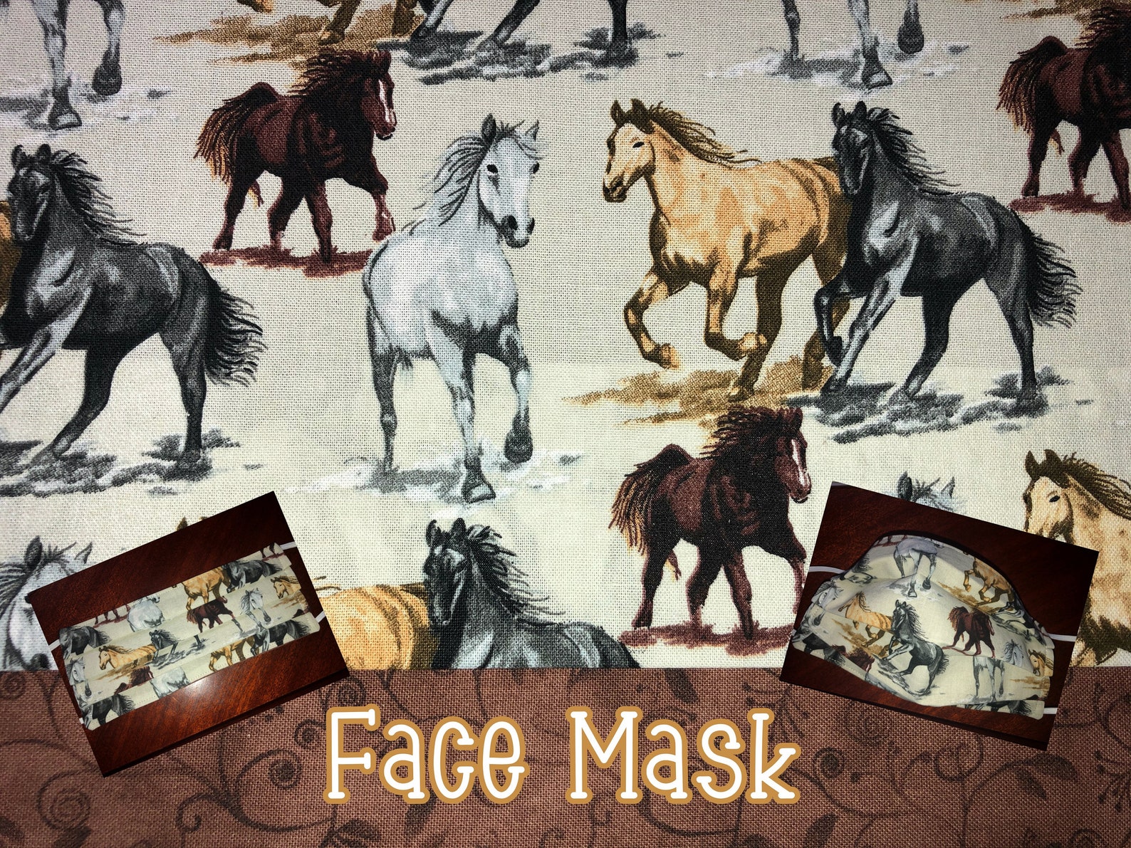Horse Face Mask Reusable Washable 2 Sided Cotton Adult Etsy
