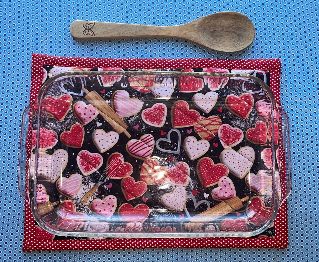 Quilted Hot Pad, Quilted Trivet, Large Hot Pad, Valentines Day, Hearts