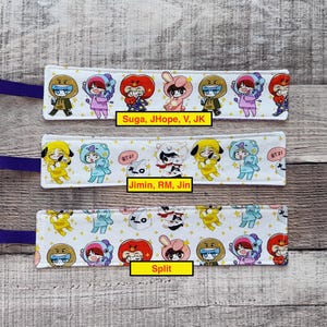 BTS Bookmark, Reversible, Washable, 2 sided, Cotton, BT21, Bangtan Boys, K Pop,  HANDMADE in USA