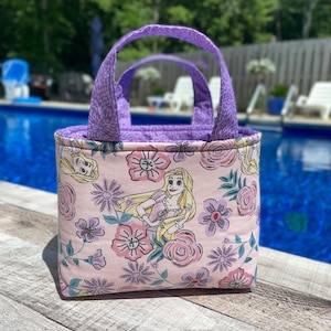Disney Princess Tote Bag, Kids Purse, Disney Bag, Reversible, Rapunzel, Belle, Jasmine, Snow White, Aurora, Mulan, Ariel, Cinderella