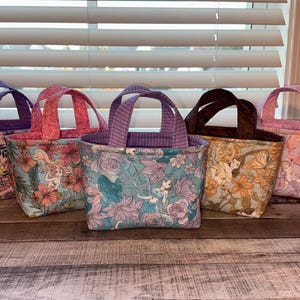 Disney Princess Tote Bag, Kids Purse, Gift Bag, Reversible, Rapunzel, Belle, Jasmine, Snow White, Aurora, Mulan, Ariel, Cinderella image 1