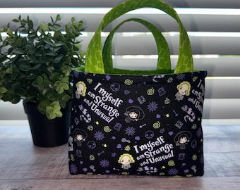 Beetlejuice Tote Bag, Trick or Treat Bag, KidsTote Bag, Candy Bag, Beetle juice, Lydia, Reversible, Fall Treats, Treat Bag 10x6