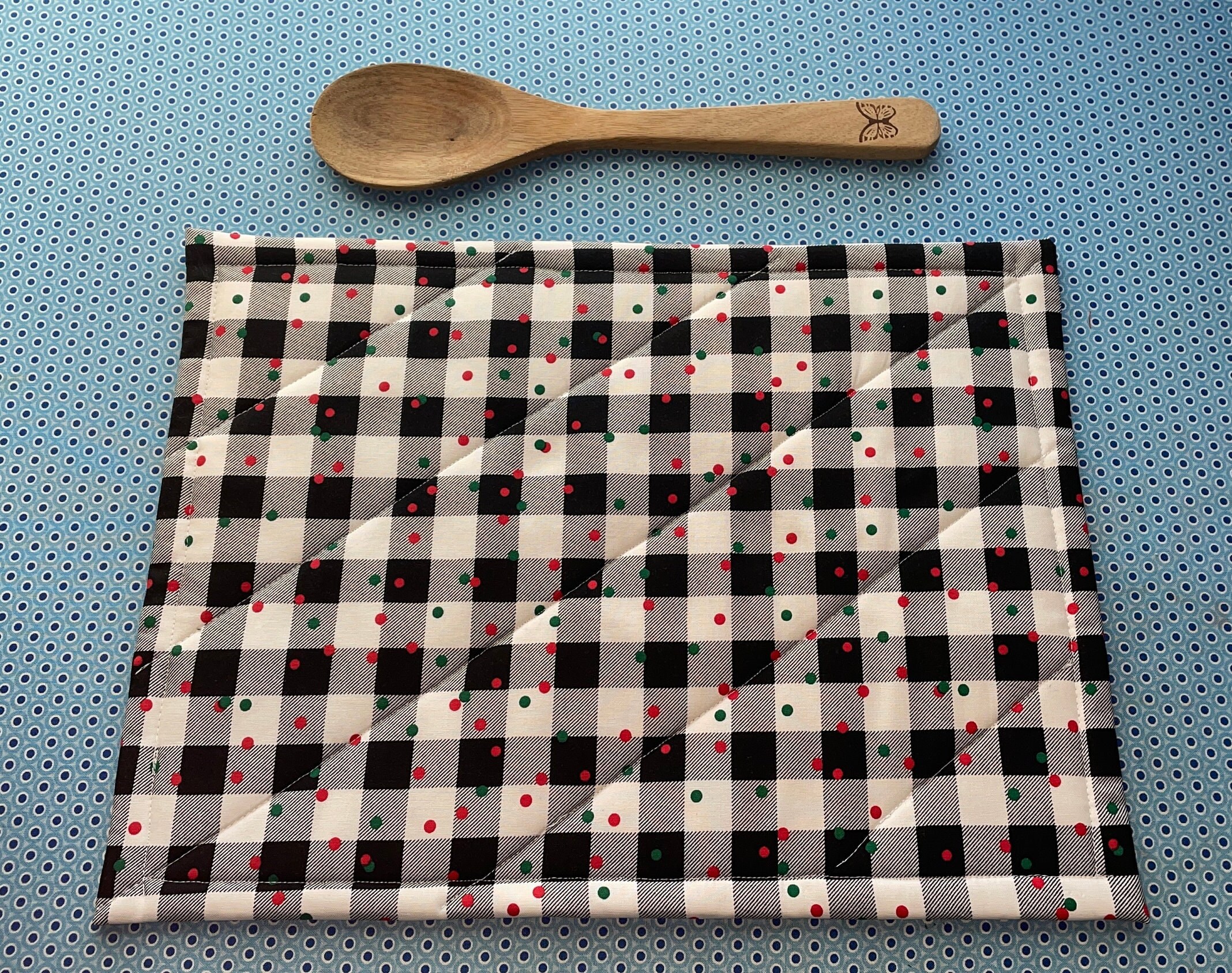 Quilted Hot Pad Quilted Trivet Barn Buffalo Check Large Etsy
