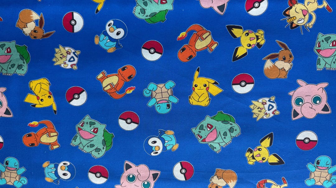 Pokemon Fabric, Robert Kaufman Pokemon Friends Tossed, 100 % Cotton ...