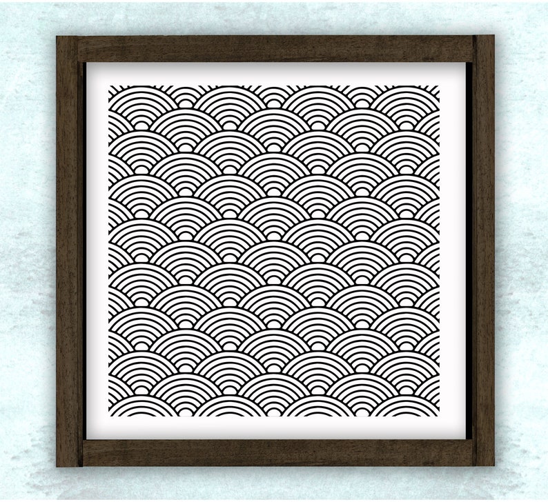 Japanese Wave Scallop Pattern SVG / DXF / PNG // Wood Sign // Etsy