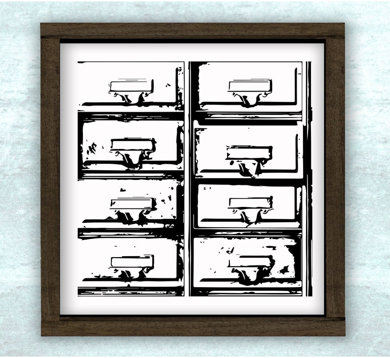 Vintage Library Card Catalog File SVG / DXF / PNG // Etsy