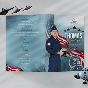 US Air Force Funeral Program: &#39;Soaring Salute&#39; Bifold Template (Digital Download)