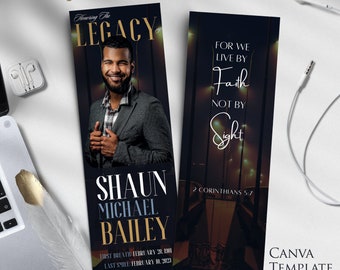Memorial Bookmark 2.5x7" | The Mogul | Celebration of Life | Keepsake | Digital Download | Canva Template