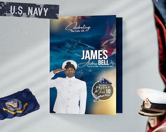 Navy Funeral Program Template: Sailor's Farewell, Celebration of Life (Digital Download)