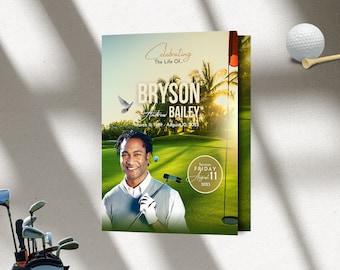 Golf Funeral Program: Legend of the Fairway Memorial (Canva Template)