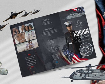 US Marines Funeral Program Template: Celebration of Life (Digital Download)