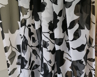 Black and white abstract floral georgette