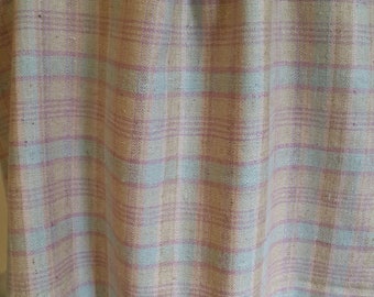 Turquoise and pink raw silk plaid