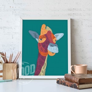 Giraffe Love, 8x10 Print, Art Print, Illustration, Giraffe, Giraffe Art, Home Decor, Wall Art, Wall Decor, Love