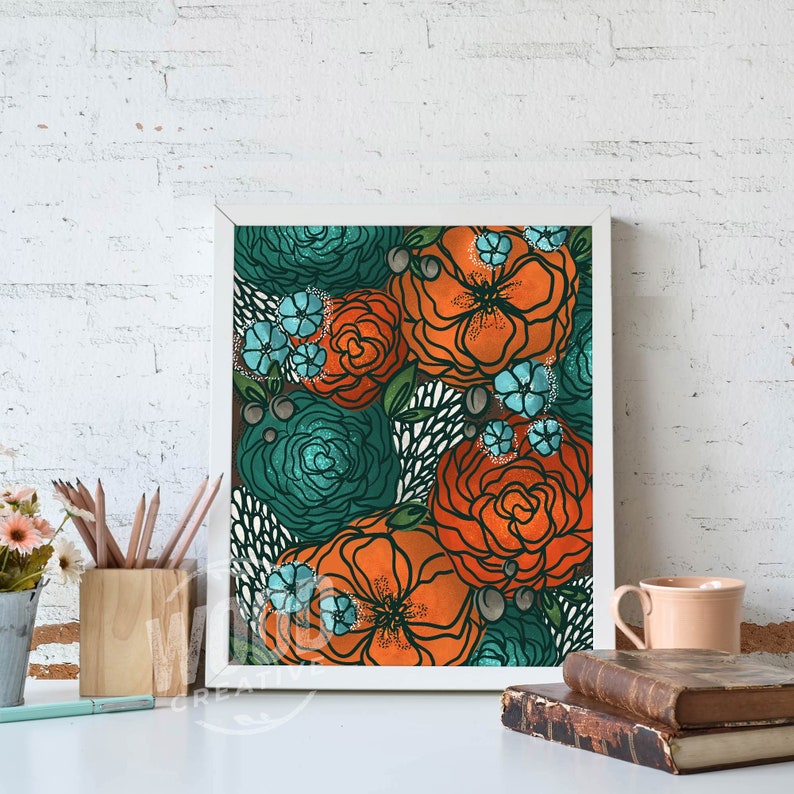 Flower Wall Art 8x10 Print Art Print Illustration Fall Etsy