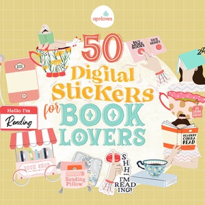 Adesivi per la lettura, adesivi per pianificatore digitale, adesivi per il registro dei libri Goodnotes per gli amanti dei libri topi di biblioteca