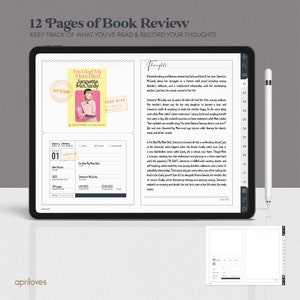 Minimalist Digital Book Journal, Landscape Reading Log for GoodNotes, Book Tracker iPad, Reading Planner, Book Review, Bookworm Bookshelf image 5