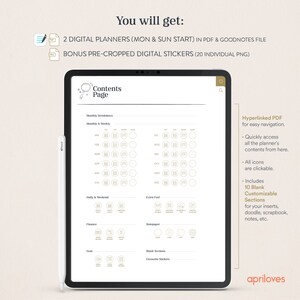UNDATED Fun Digital Life Planner, Minimalist iPad Planner, Neutral GoodNotes Planner, Digital Journal, Notability, ZoomNotes, Noteshelf image 2