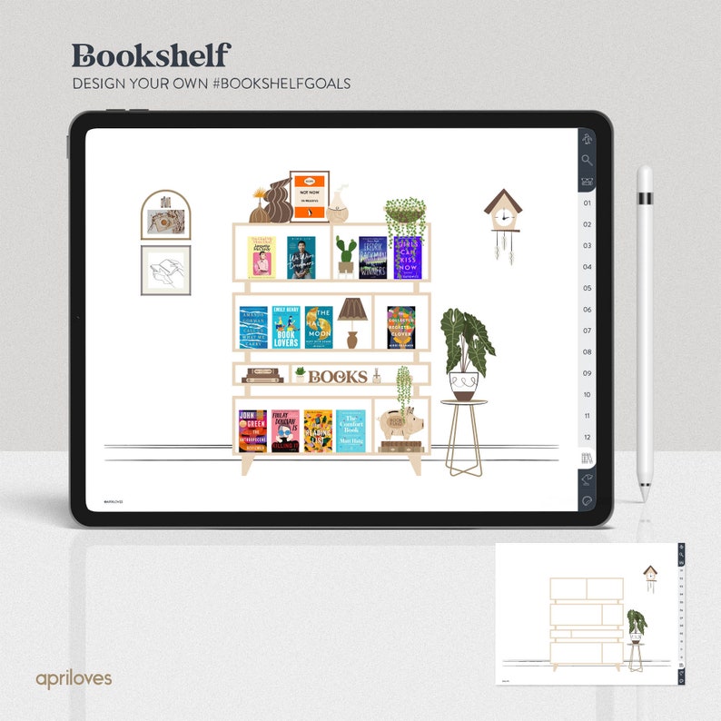 Minimalist Digital Book Journal, Landscape Reading Log for GoodNotes, Book Tracker iPad, Reading Planner, Book Review, Bookworm Bookshelf image 6