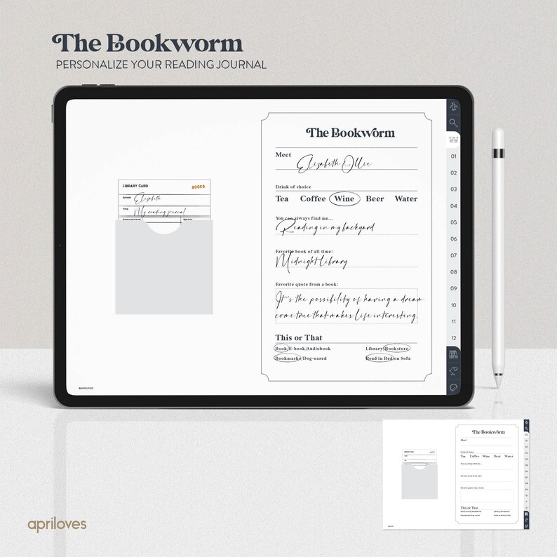 Minimalist Digital Book Journal, Landscape Reading Log for GoodNotes, Book Tracker iPad, Reading Planner, Book Review, Bookworm Bookshelf image 4
