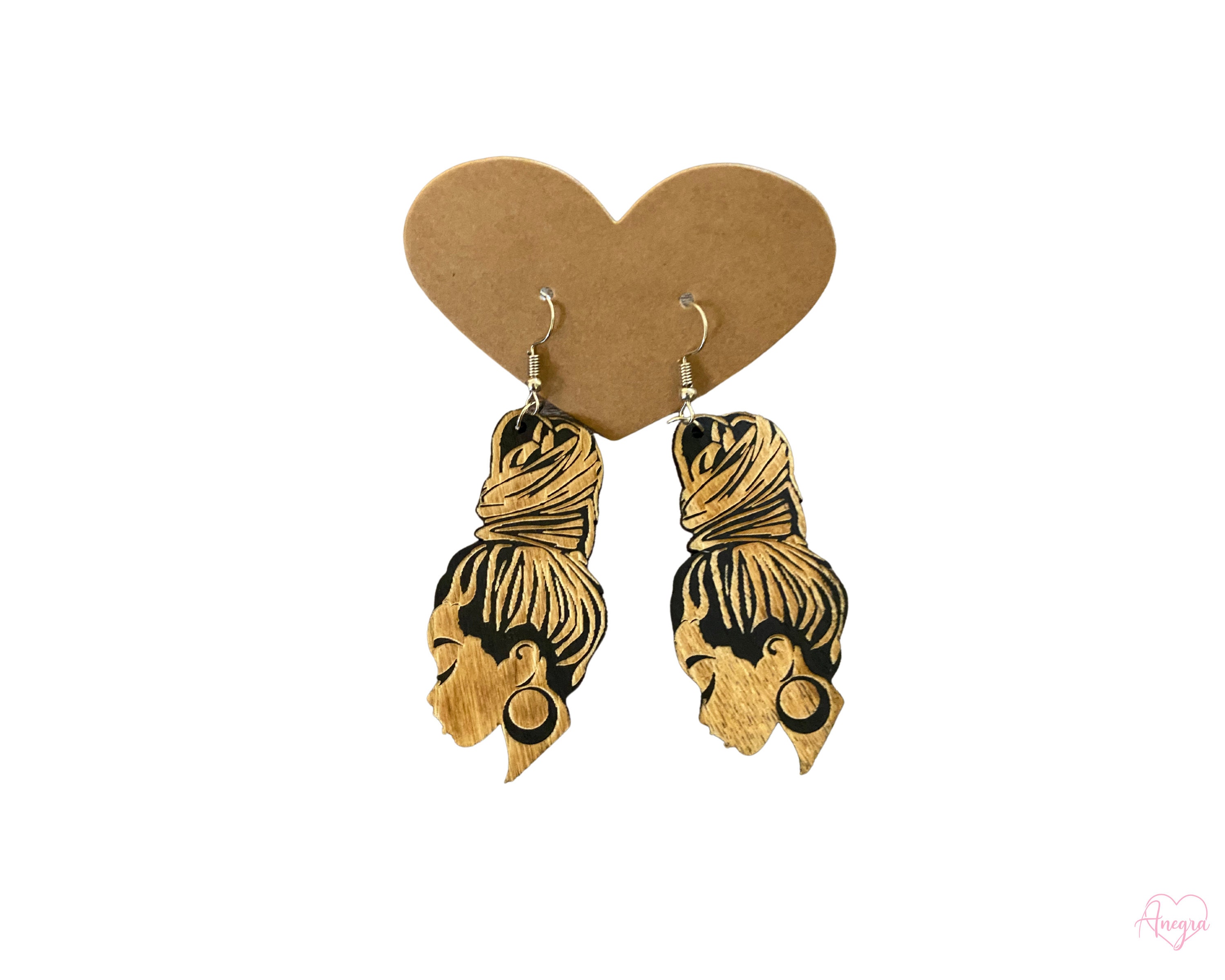 Natural Hair Ponytail African Wooden Dangle Earrings Gorgeous Natural Hair Ponytail African Wooden Dangle Earrings Gorgeous