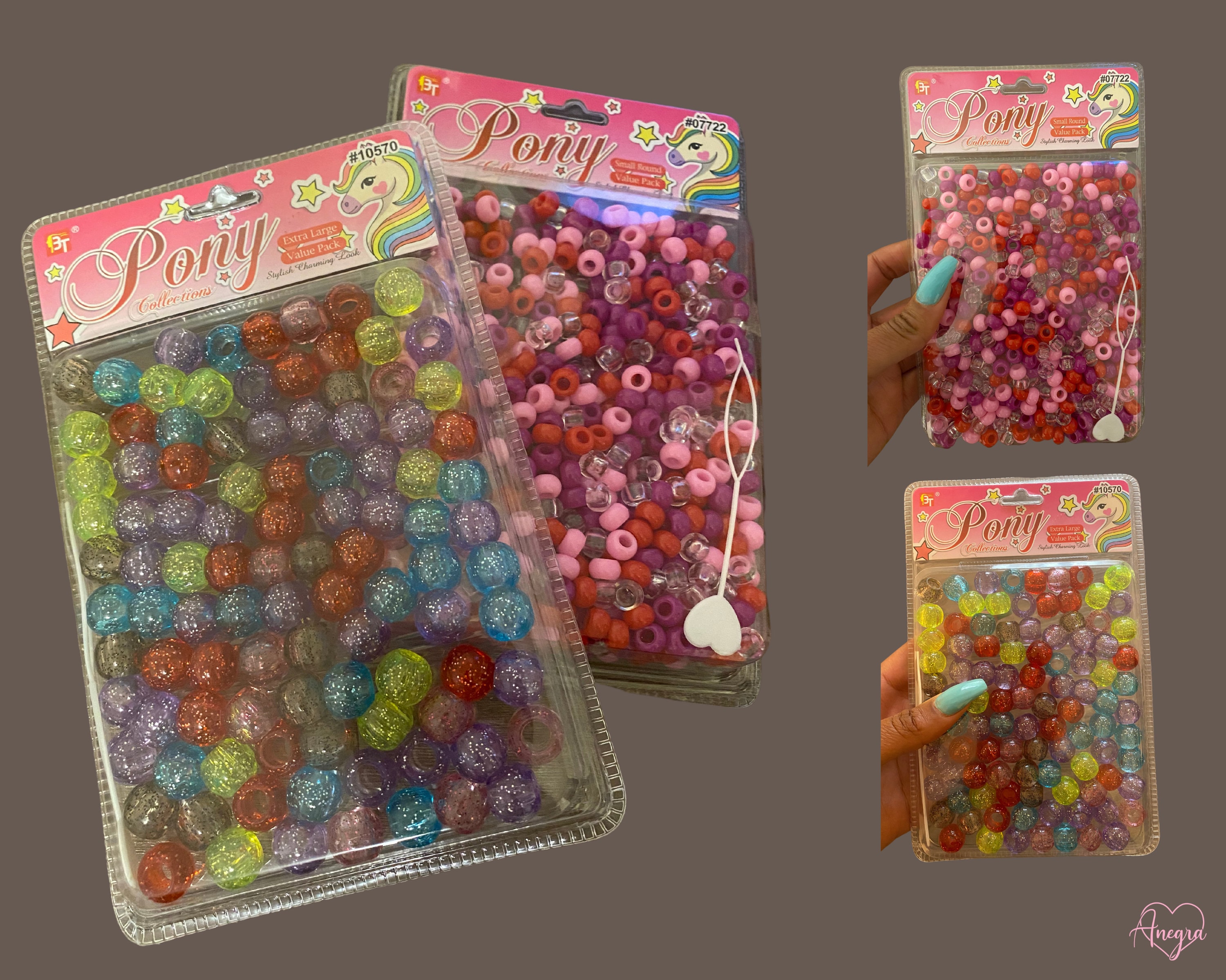 100 Carnival Pony Beads Mix 6mmx9mm Pink, Green, Yellow, Orange, Pearl,  Clear, Pony Beads. Hair Dummy Clip Jewellery Loom Bands Crafts