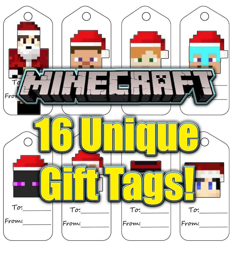 16 Minecraft Holiday Gift Tags - Printable Christmas Gift Labels for ...