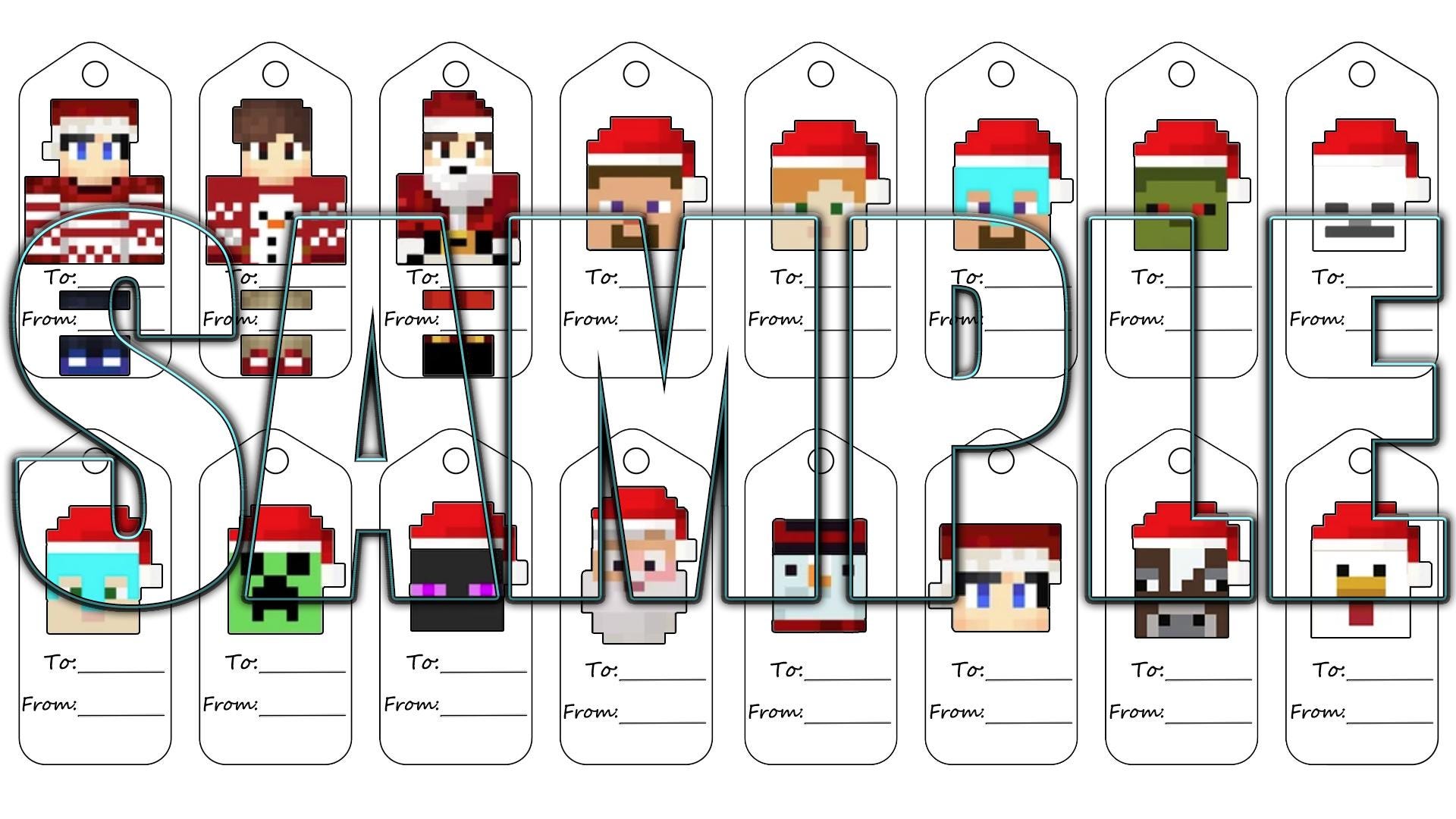 16 Minecraft Holiday Gift Tags - Printable Christmas Gift Labels for ...