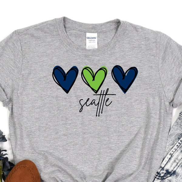 Seattle T-Shirt, Seahawks T-Shirt, Seattle  Football T-Shirt, Seattle Heart T-Shirt