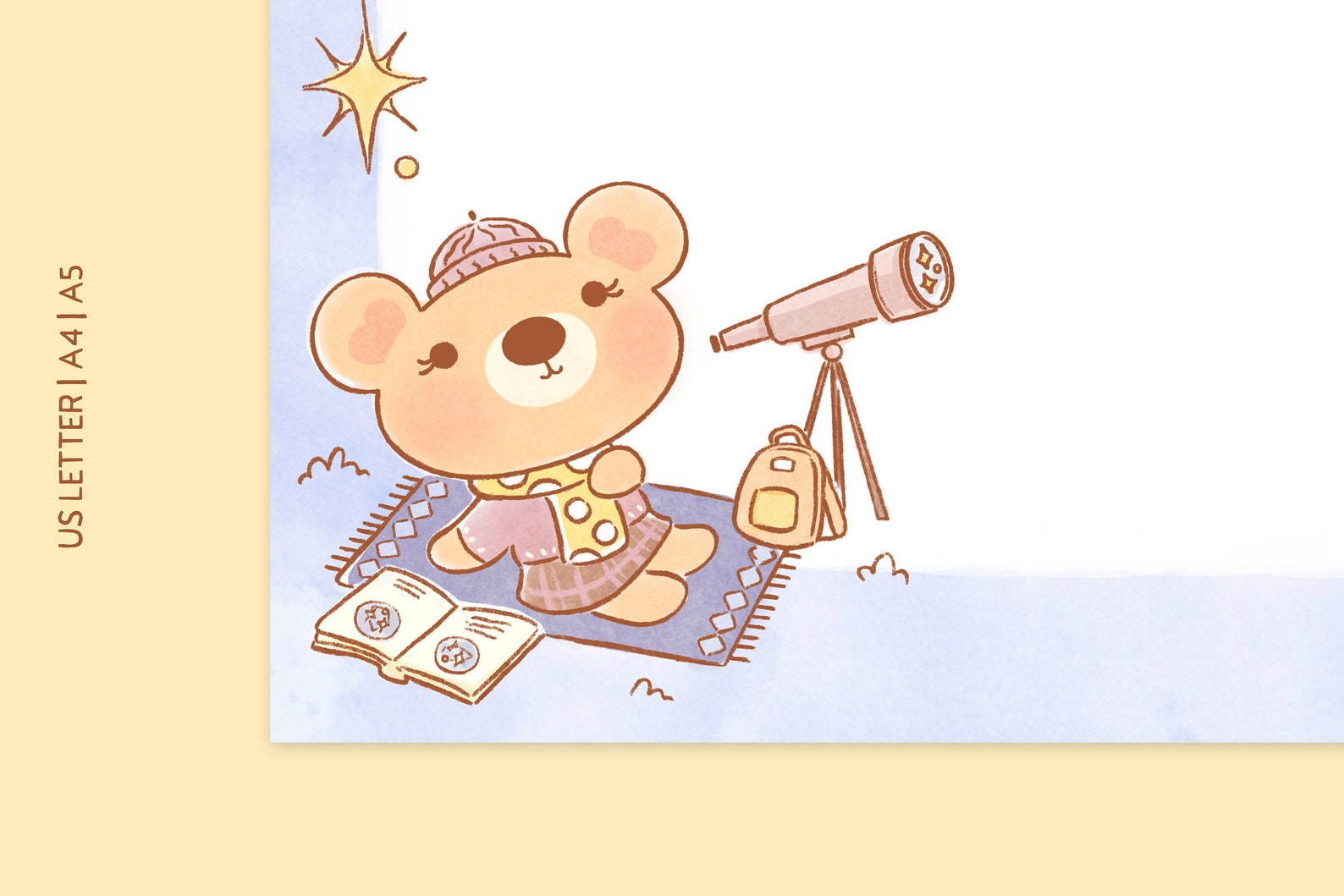 Cute Bear Printable Stationery Lined Stationery Set Kawaii | Etsy