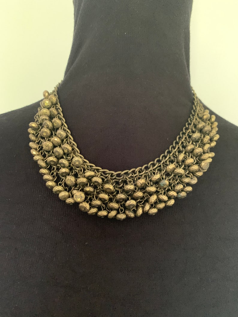 Necklace Brass chain link bib