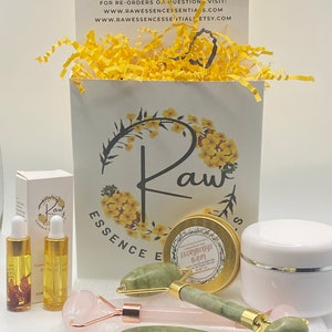 The Essential Spa Bundle Calendula Serum Body Butter and Balm w Gua Sha massage tool for Women| Spa Rose Serum and Balm Bundle for Couples|