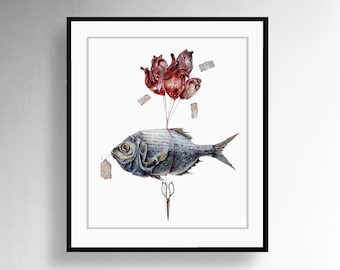 ART PRINT, Original Watercolor Fish Art by Inga SiDe