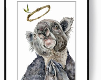 DRUK ARTYSTYCZNY-Sztuka koali-Australijska sztuka zwierząt-Stworzenie leśne-Dekoracja pokoju dziecięcego-Plakat z koalą-Skandynawski wystrój domu