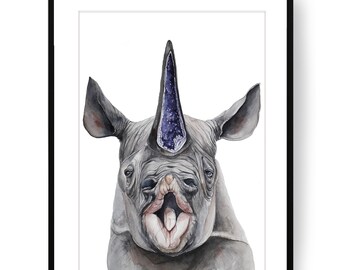 Rhino Drawing, Art Print, Rhino Art, Rhino Picture, Rhino Illustration - Home Decor - Home Art