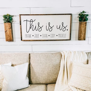 this is us sign | family name | personalized housewarming gift | fall sign | farmhouse sign | wedding gift | family room sign