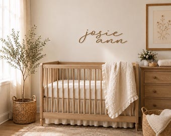 Nursery Name Sign | Personalized Wooden Name Sign | Heirloom Nursery Decor | Above Crib Decor | Minimalist Nursery | Baby Name Sign