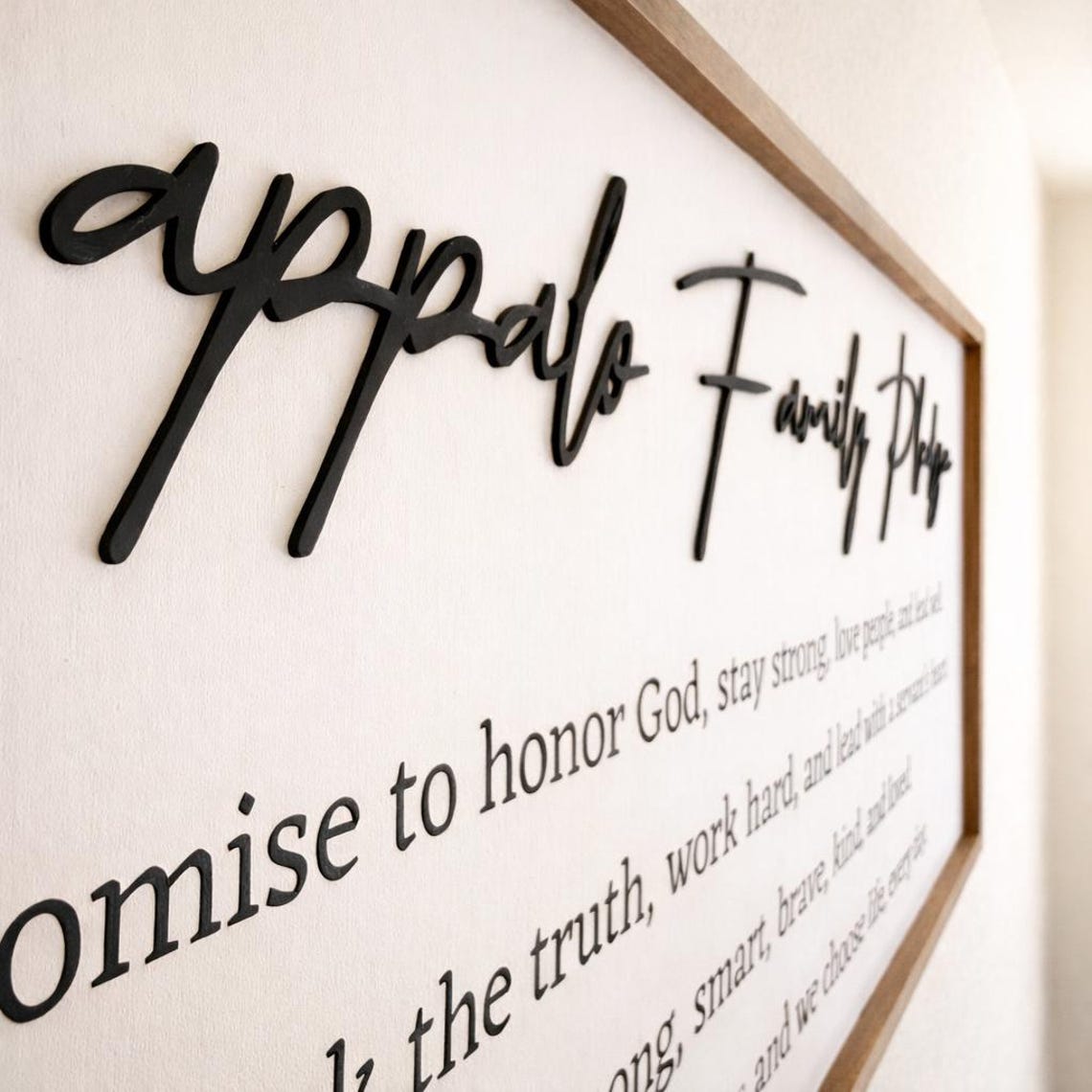 Family Core Values Sign Custom Family Pledge Sign | Personalized Family Values Wall Decor ...