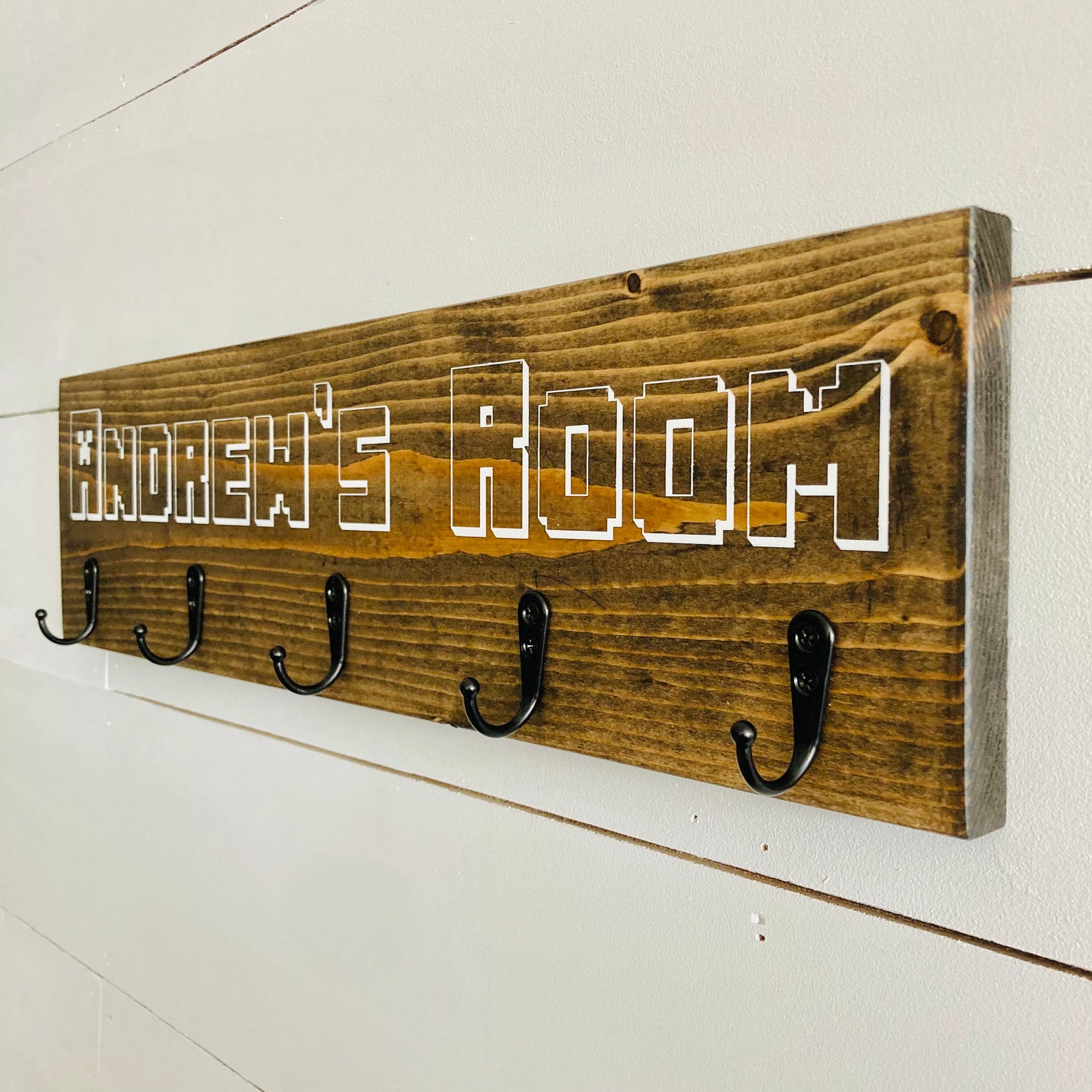 Minecraft inspired room decor kids room wooden coat hanger Etsy