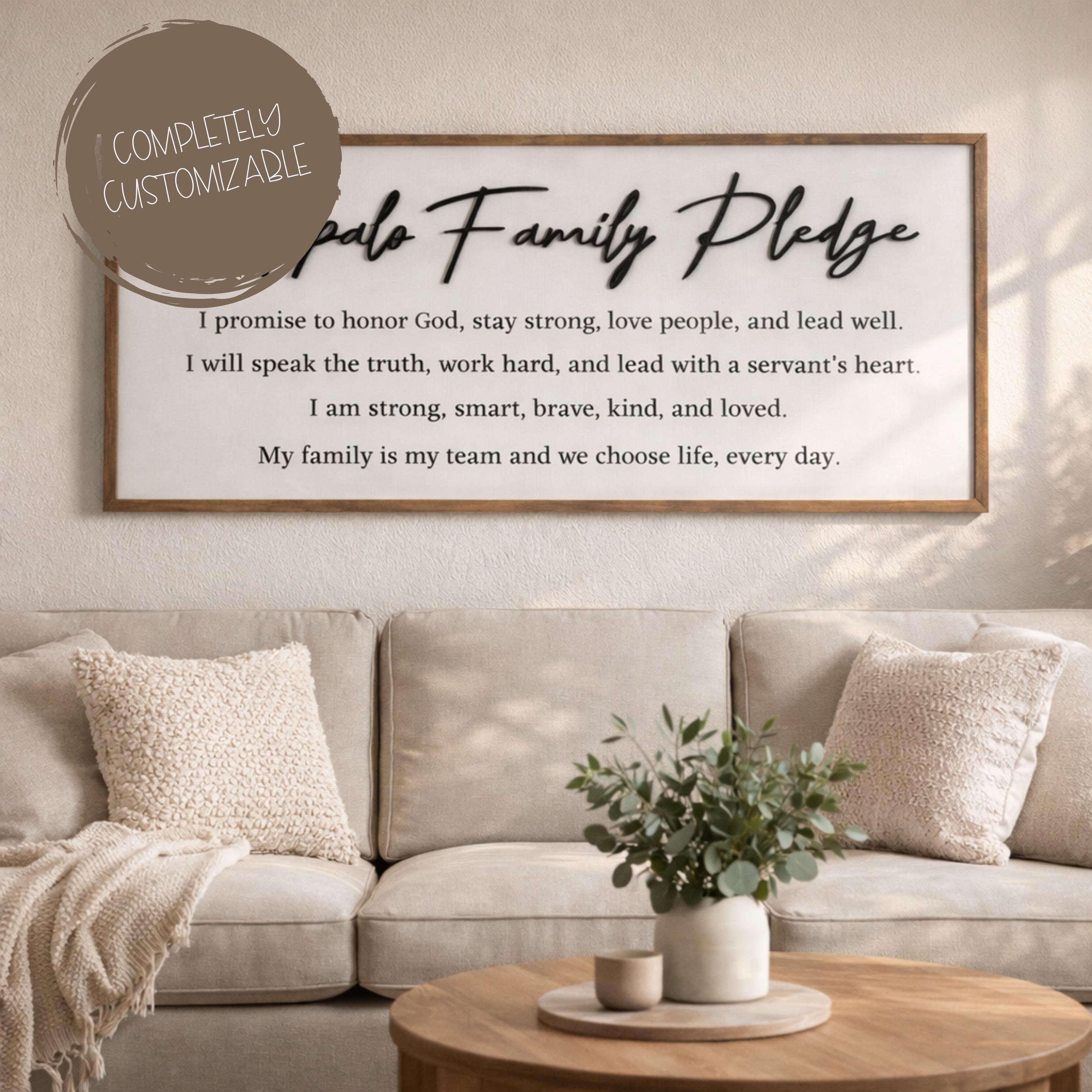 Family Core Values Sign Custom Family Pledge Sign | Personalized Family Values Wall Decor ...