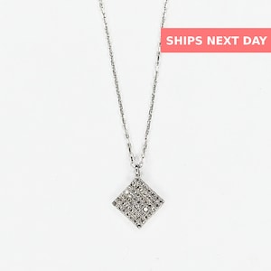 CZ Diamond Shaped Charm Necklace / Diamond Shape Necklace / Geometric Charm Necklace / Layering Necklace / CZ Gift for Her