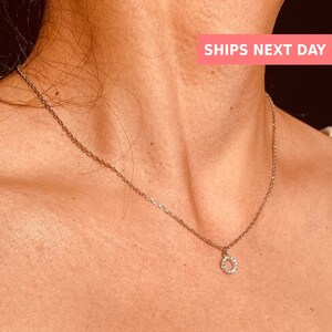 CZ Circle Necklace / Eternity Circle Necklace / Sterling Silver CZ Circle Necklace / Open Circle Eternity Necklace / Dainty Necklace
